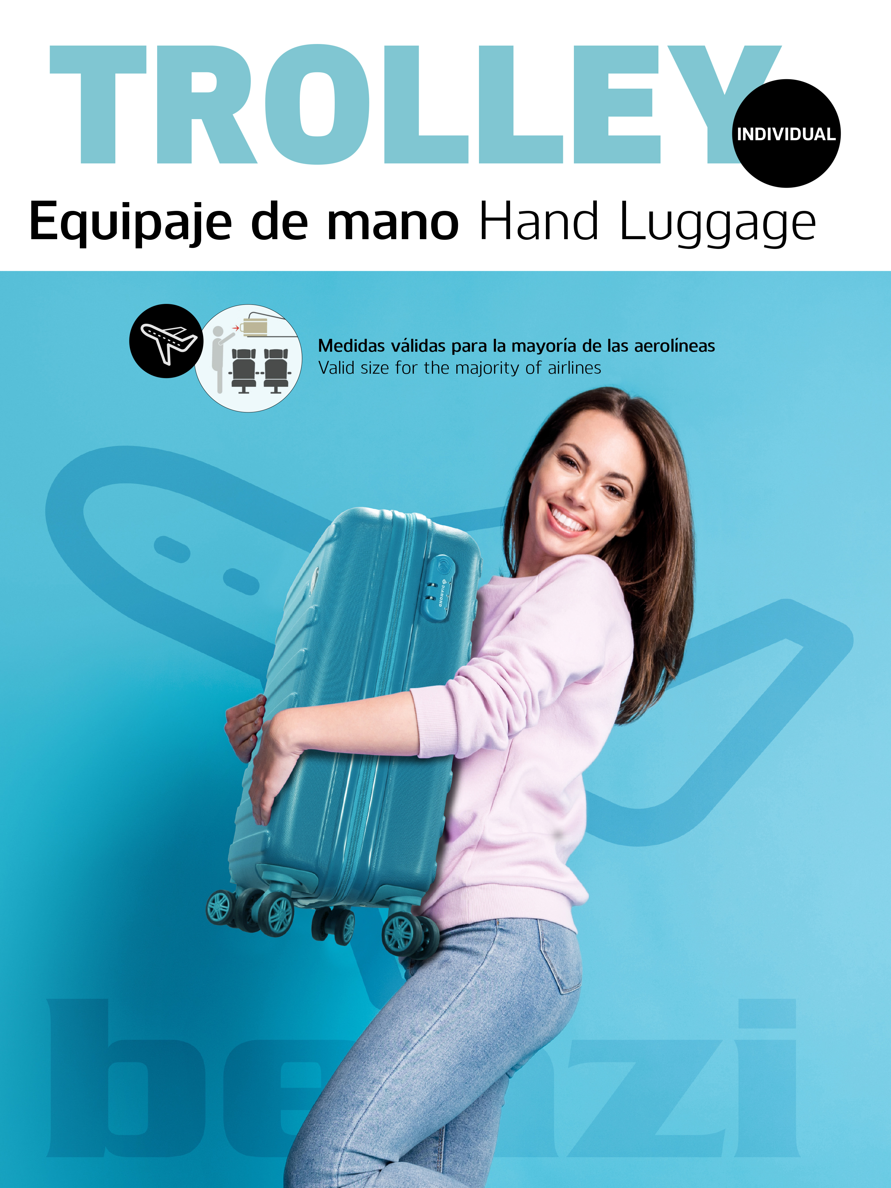 BENZI Bolsa de viaje 40 x 25 x 20 cm Tamaño Equipaje de mano Ryanair y  Vueling (5410A Azul)
